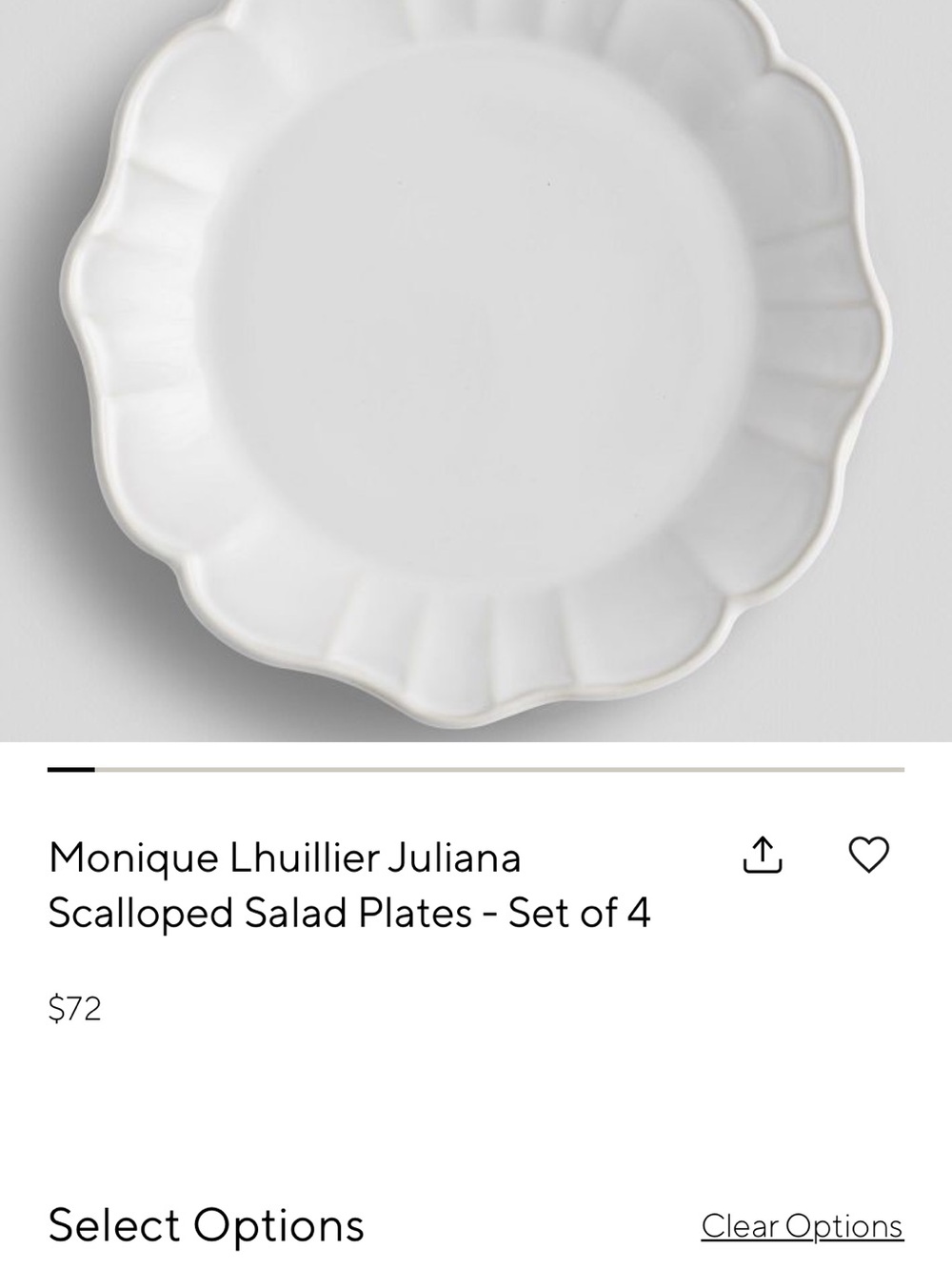 Monique Lhuillier White Scalloped Salad Plate